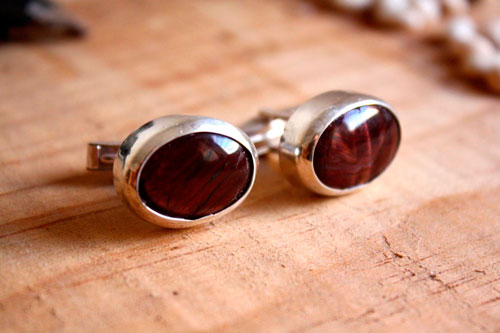 Tiger eye, animal instinct cufflinks in silver and tiger eye