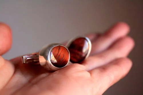 Tiger’s Eye, animal instinct cufflinks in silver and Tiger’s Eye