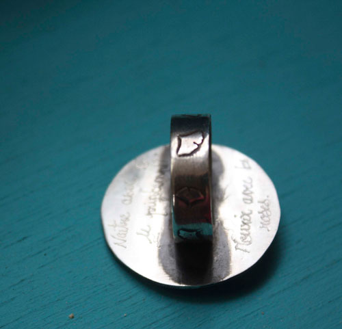 To die with the roses, butterfly totem ring in silver and pink tourmaline