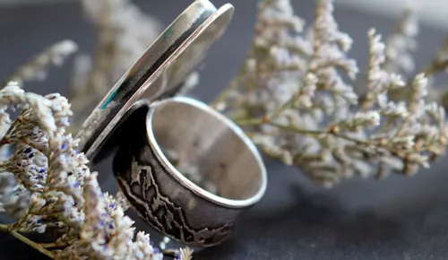Tornado, storm in the mountains ring in silver and Picasso marble