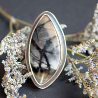 Tornado, storm in the mountains ring in silver and Picasso marble