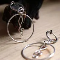 Treble clef, musical note earrings in sterling silver