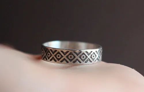 Tribal, Andean symbol ring in sterling silver