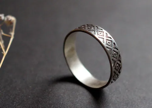 Tribal, Andean symbol ring in sterling silver