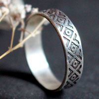 Tribal, Andean symbol ring in sterling silver