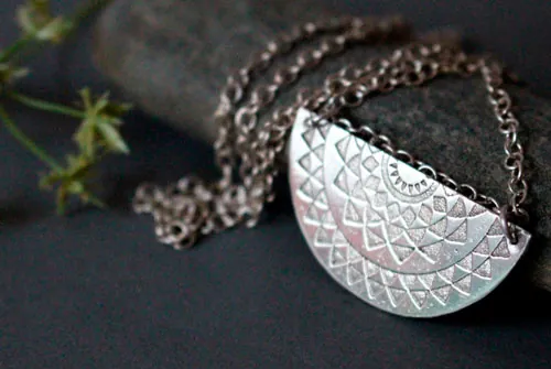Tribal sun, Inca star necklace in sterling silver