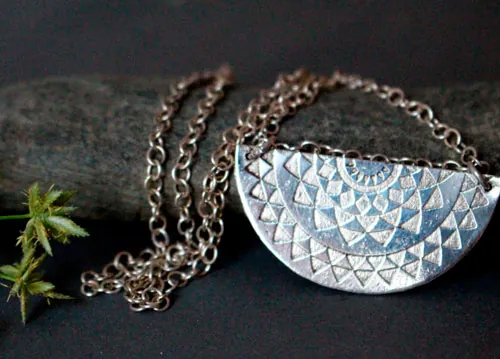 Tribal sun, Inca star necklace in sterling silver