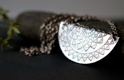 Tribal sun, Inca star Necklace in sterling silver