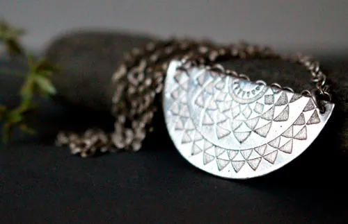Tribal sun, Inca star necklace in sterling silver