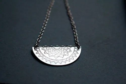 Tribal sun, Inca star necklace in sterling silver