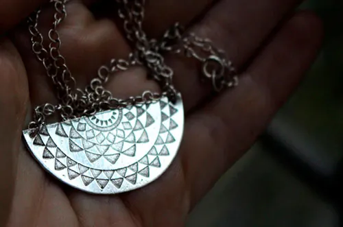 Tribal sun, Inca star necklace in sterling silver