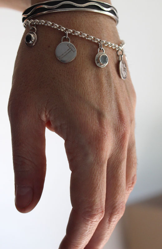 Tribe, family bracelet in silver, amethyst, alexandrite, moonstone, and onyx