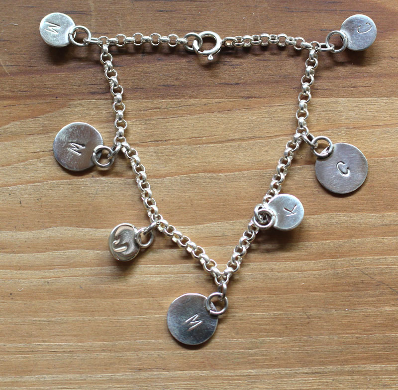 Tribe, family bracelet in silver, amethyst, alexandrite, moonstone, and onyx