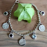 Tribe, family bracelet in silver, amethyst, alexandrite, moonstone, and onyx