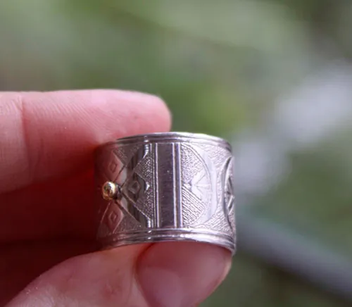 Tuareg, African ethnic tribal ring in silver and brass