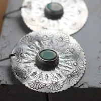 Turquoise flower, mandala earrings in silver and howlite