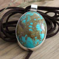 Turquoise mirror, mexican pendant in silver and turquoise
