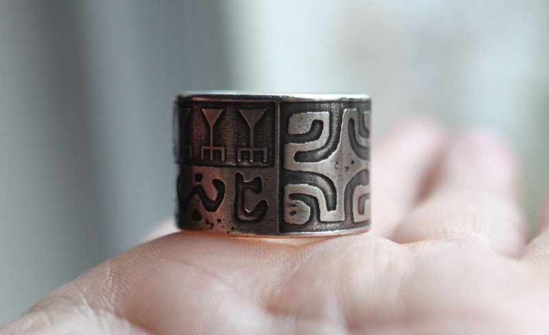 Ta U Here, polynesian tattoo ring in silver