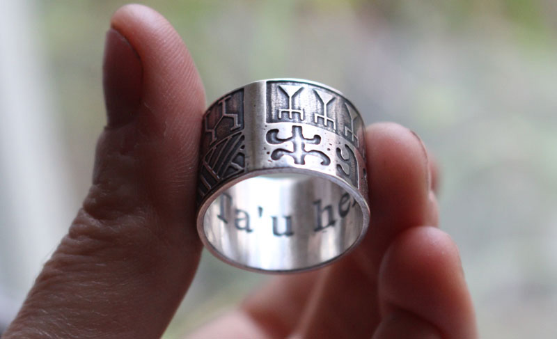 Ta U Here, polynesian tattoo ring in silver