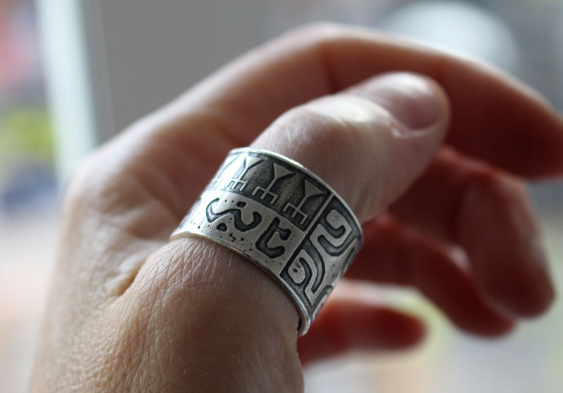 Ta U Here, polynesian tattoo ring in silver