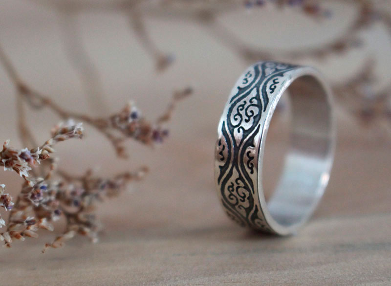 Tachiwaki, japanese steam ring in sterling silver