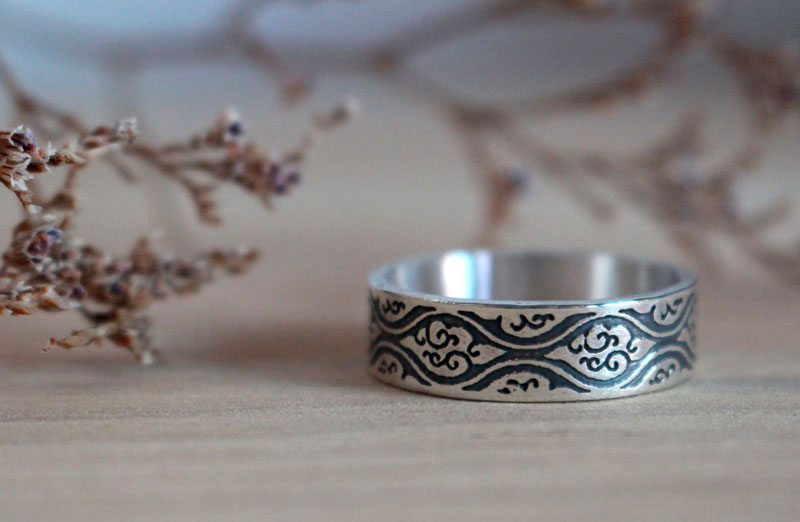 Tachiwaki, japanese steam ring in sterling silver