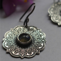 The air, air mandala earrings, the four elements collection, in sterling silver and labradorite