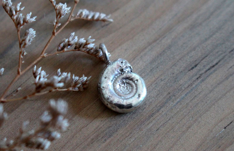 The cycle of life, ammonite pendant in sterling silver