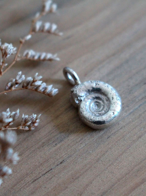 The cycle of life, ammonite pendant in sterling silver