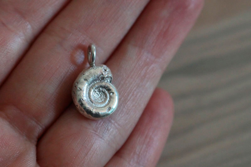 The cycle of life, ammonite pendant in sterling silver