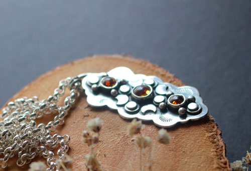 The cycle of seasons: autumn equinox necklace in silver and amber