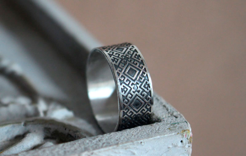 The door of our soul, Slavic ring in sterling silver