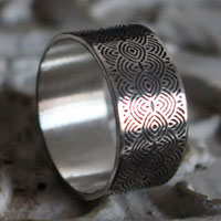The door of the past, Neolithic spiral and circle ring in sterling silver