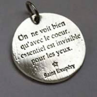 The fox’s wisdom, quote from the little Prince pendant in silver