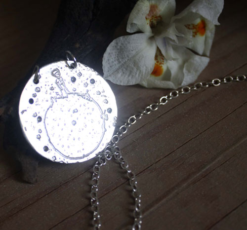 The Little Prince’s planet, Saint-Exupéry’s imaginative universe necklace in silver