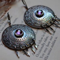 The path to the Andes, mystical bird’s earrings in silver and alexandrite