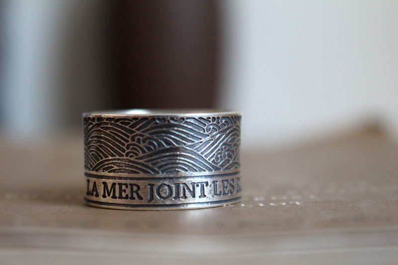 The sea joins the regions it separates, quote ring in sterling silver