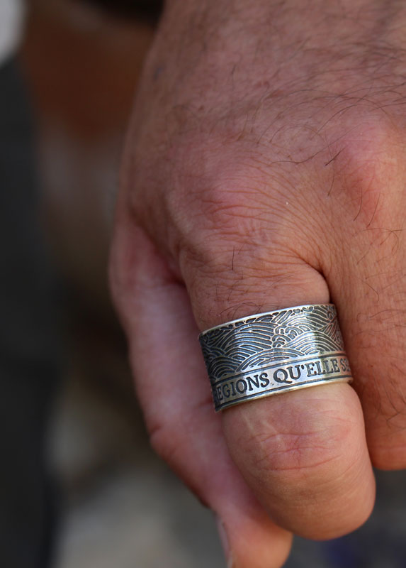 The sea joins the regions it separates, quote ring in sterling silver