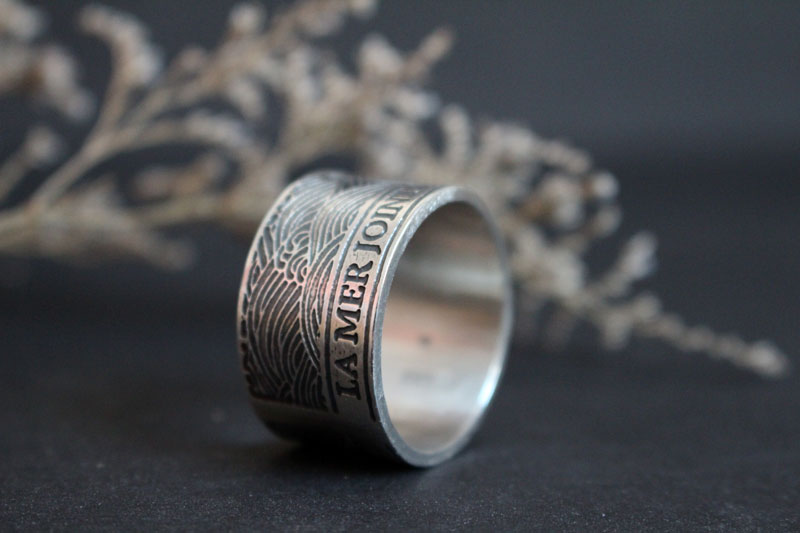 The sea joins the regions it separates, quote ring in sterling silver