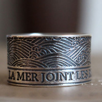 The sea joins the regions it separates, quote ring in sterling silver