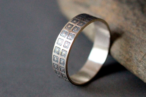 The sky and the Earth, square and circle ring in sterling silver