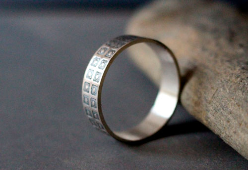 The sky and the Earth, square and circle ring in sterling silver