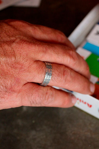 The sky and the Earth, square and circle ring in sterling silver