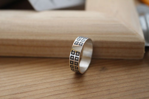 The sky and the Earth, square and circle ring in sterling silver
