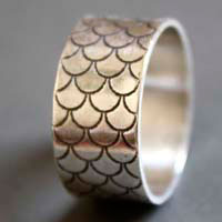 The song of the mermaids, fish scale ring in sterling silver