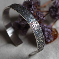 The taste of pomegranates, botanical bracelet in sterling silver