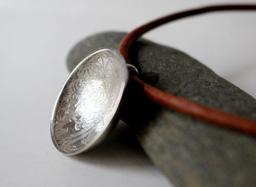 The unknown clearing, Otomi animal and plant nature necklace in sterling silver and leather