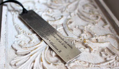 The wind blows, engraved quote bookmark in sterling silver