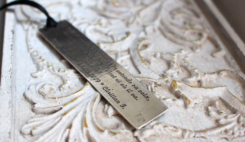 The wind blows, engraved quote bookmark in sterling silver