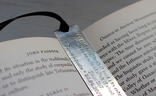 The wind blows, engraved quote bookmark in sterling silver